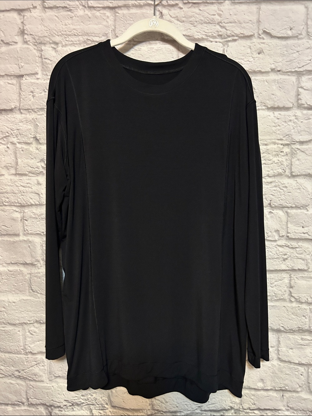 lululemon Modal Pleated Back Long Sleeve Crewneck Top-Black